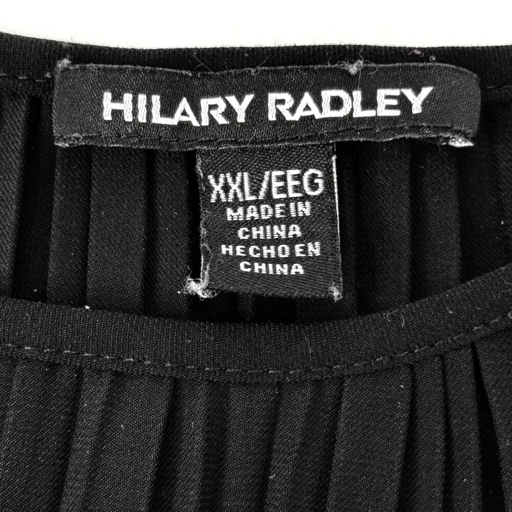 Hilary Radley Black Pleated Long Sleeve Shift Dress Knife Size XXL Pullover - Picture 4 of 9